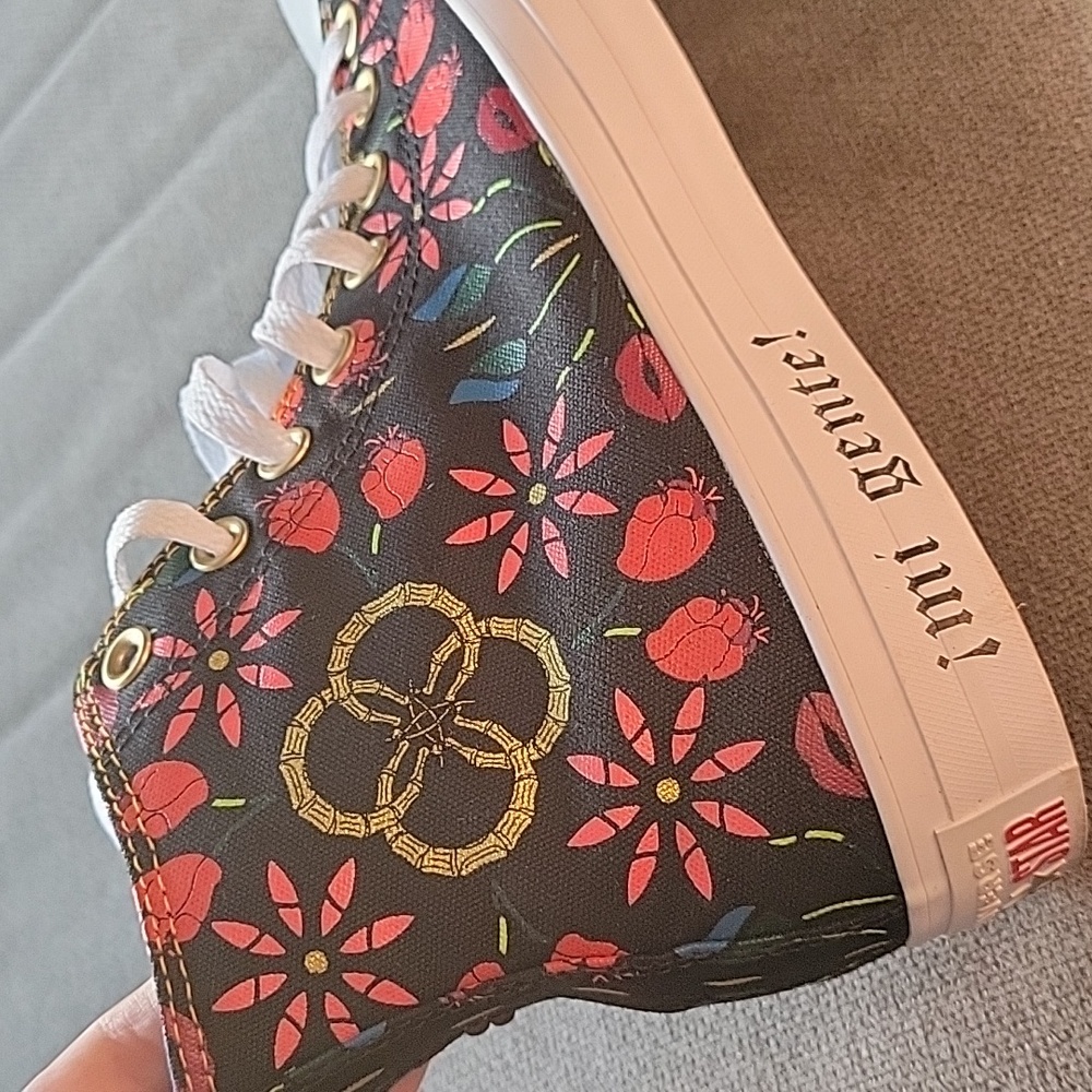 Converse Black Floral High-Top Sneakers - Picture 10 of 13